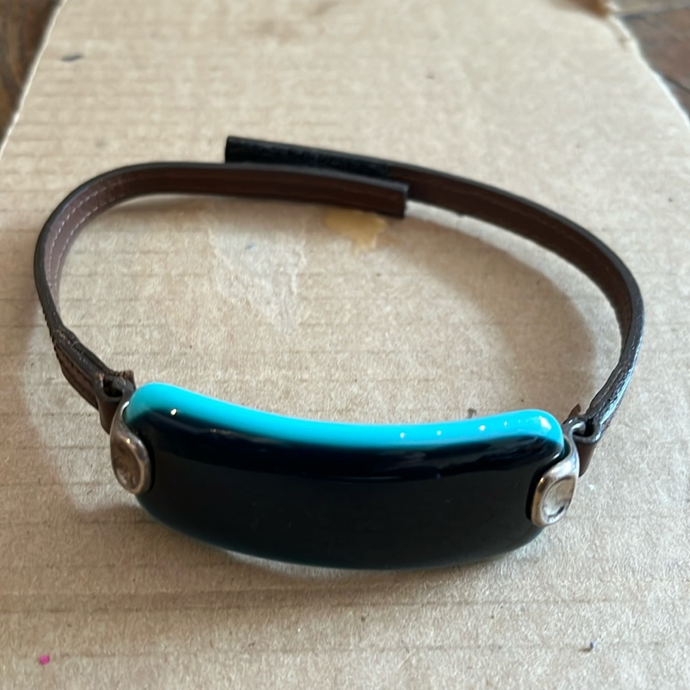 COLETTE MALOUF GLASS RECTANGLE CHOKER, signed, 825 silver hardware